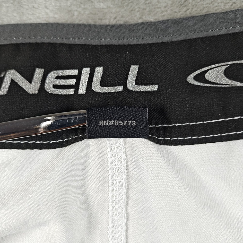 Vintage Oneill Board Shorts Men 36 Yellow Striped Swim Trunks Surf Skater Y2k - Picture 9 of 11